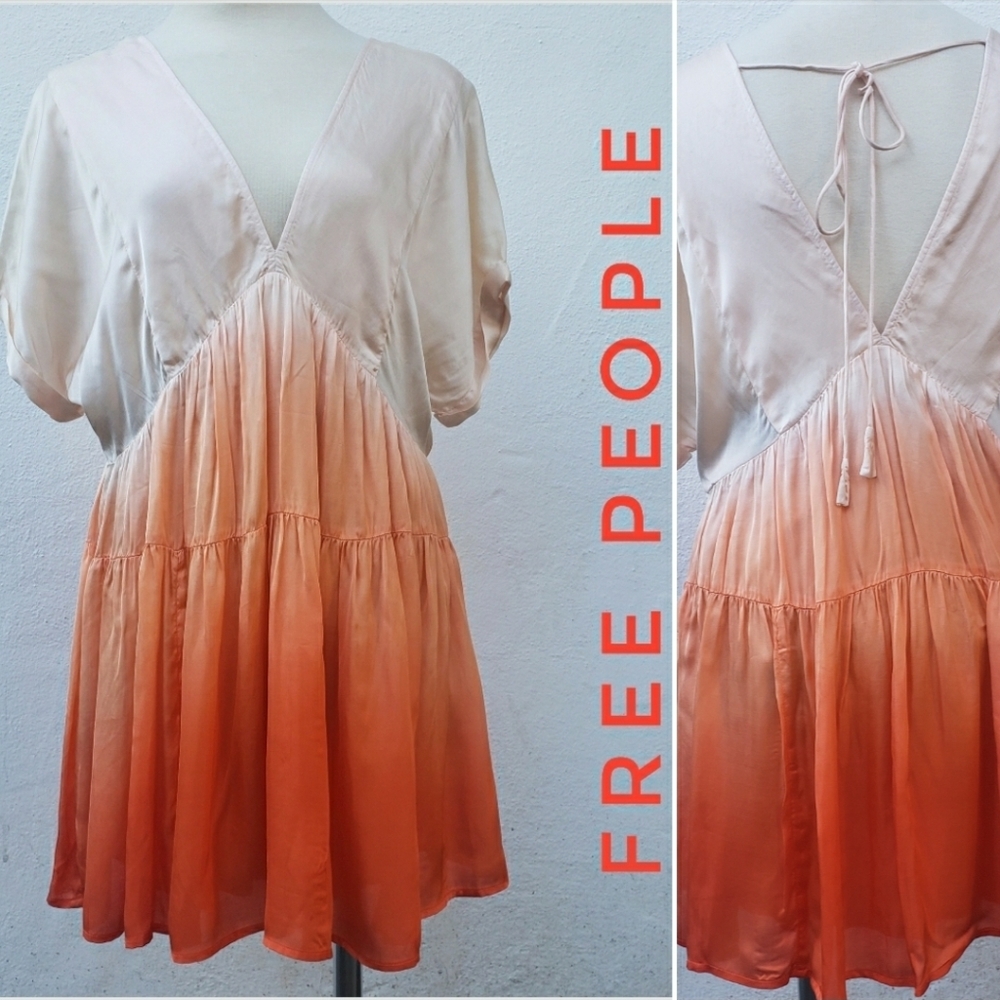 Free People Empire Waist Orange Hombre Dress